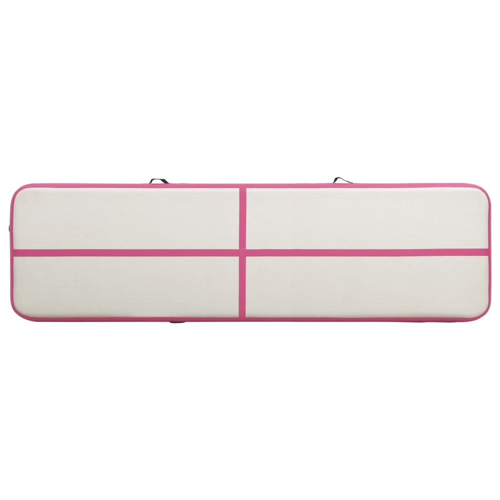 Saltea gimnastică gonflabilă cu pompă roz 700x100x15 cm PVC