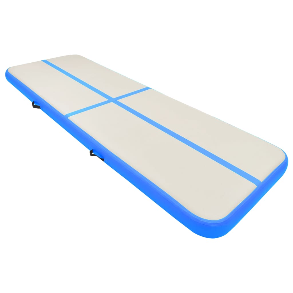 Saltea gimnastică gonflabilă cu pompă albastru 400x100x20cm PVC