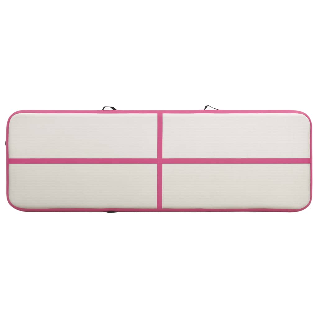 Saltea gimnastică gonflabilă cu pompă roz 500x100x20 cm PVC