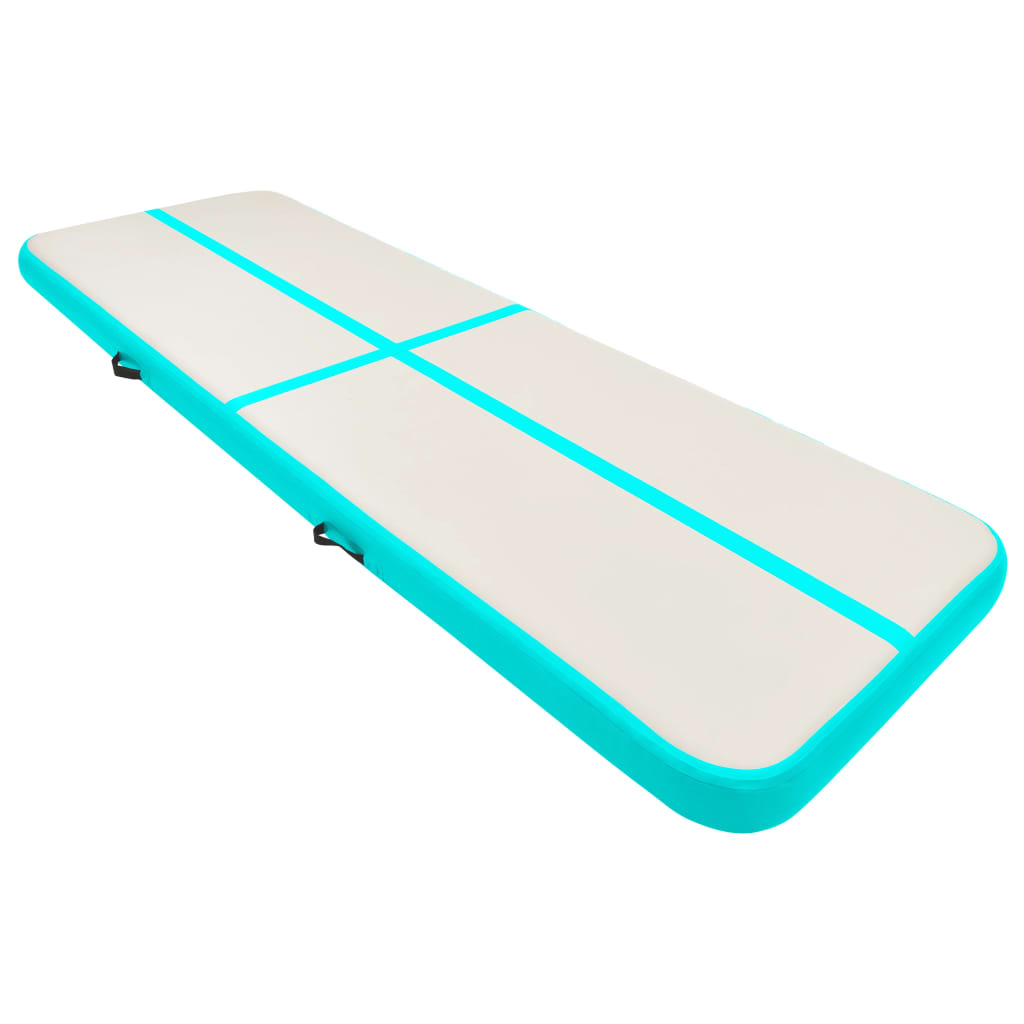 Saltea gimnastică gonflabilă cu pompă verde 500x100x20 cm PVC