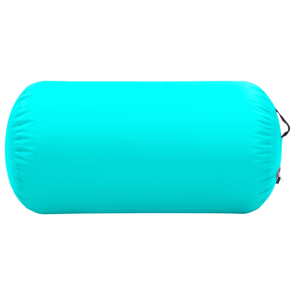 Rulou de gimnastică gonflabil cu pompă, verde, 120 x 75 cm, PVC