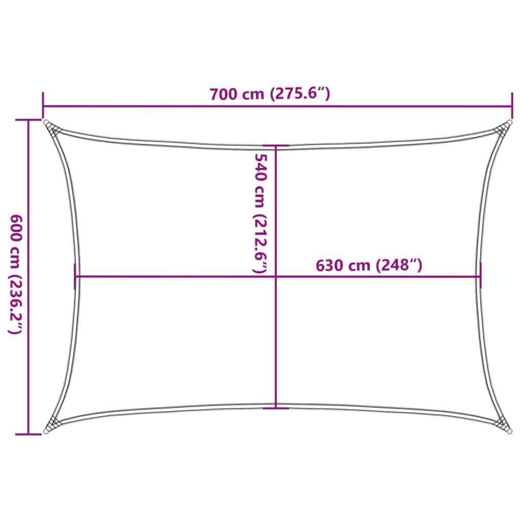 Pânză parasolar, antracit, 6x7 m, HDPE, 160 g/m²