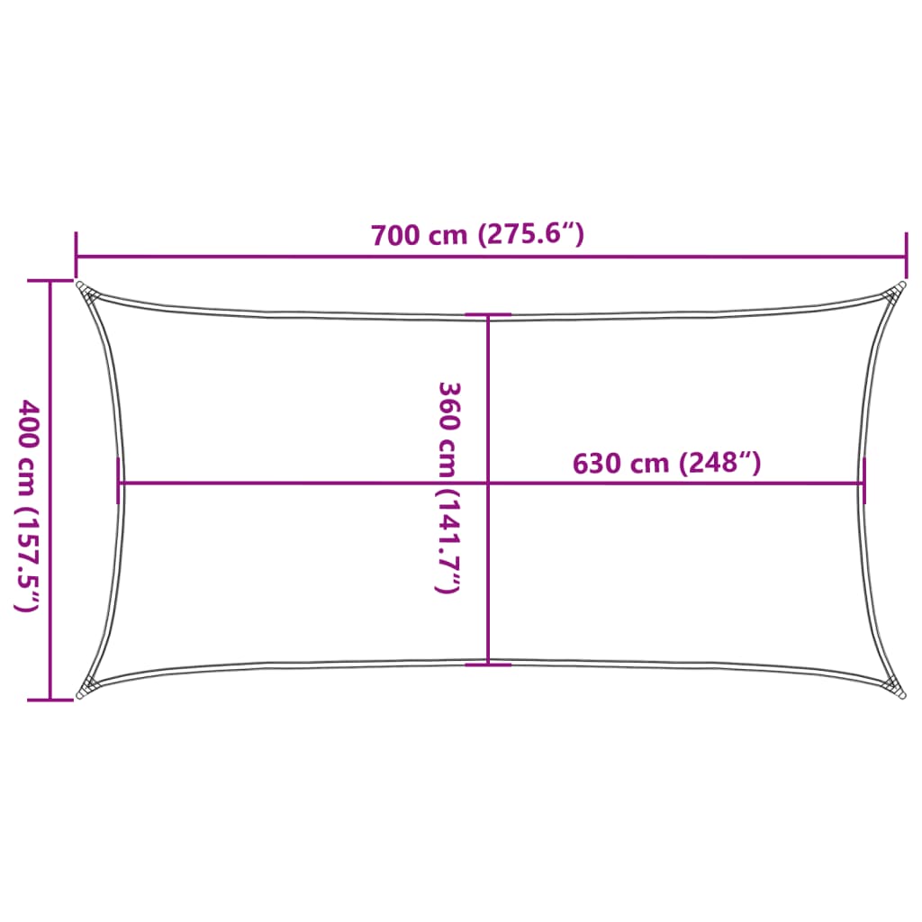 Pânză parasolar, bej, 4 x 7 m, HDPE, 160 g/m²