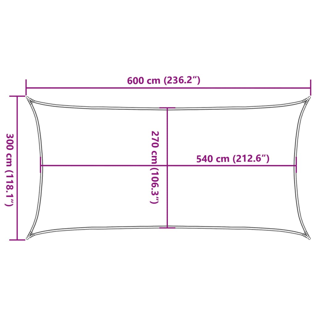 Pânză parasolar, crem, 3 x 6 m, HDPE, 160 g/m²