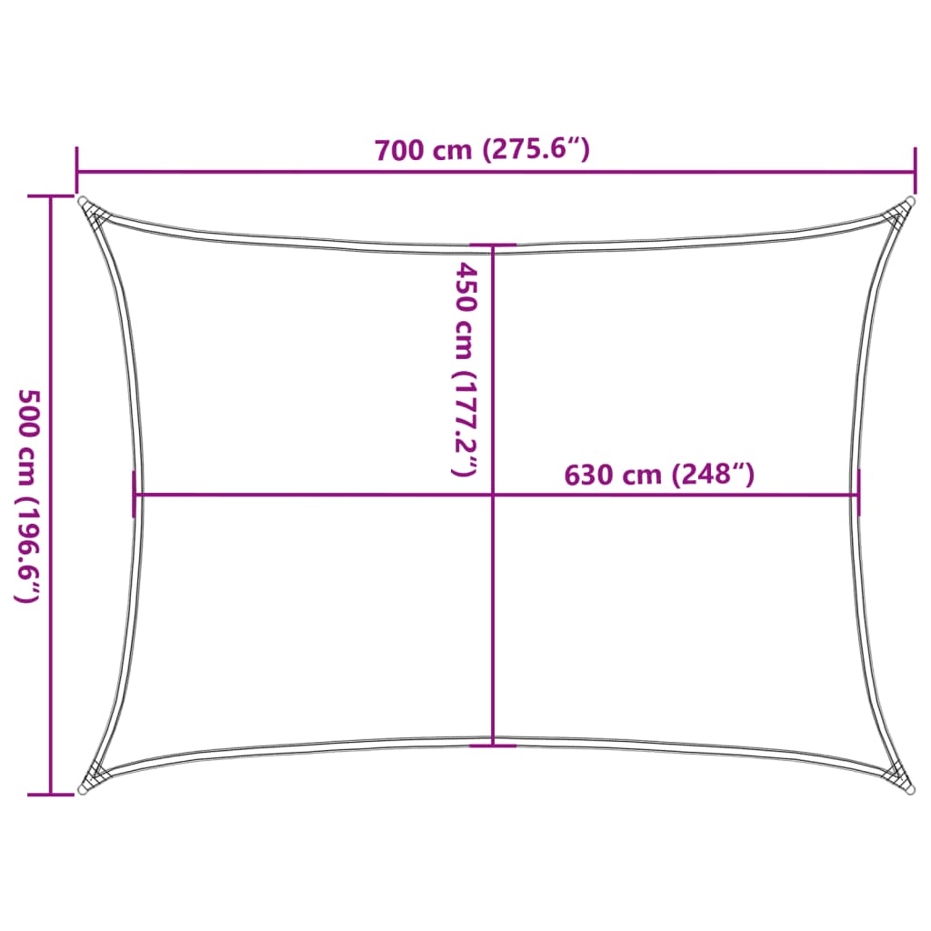 Pânză parasolar, alb, 5 x 7 m, HDPE, 160 g/m²