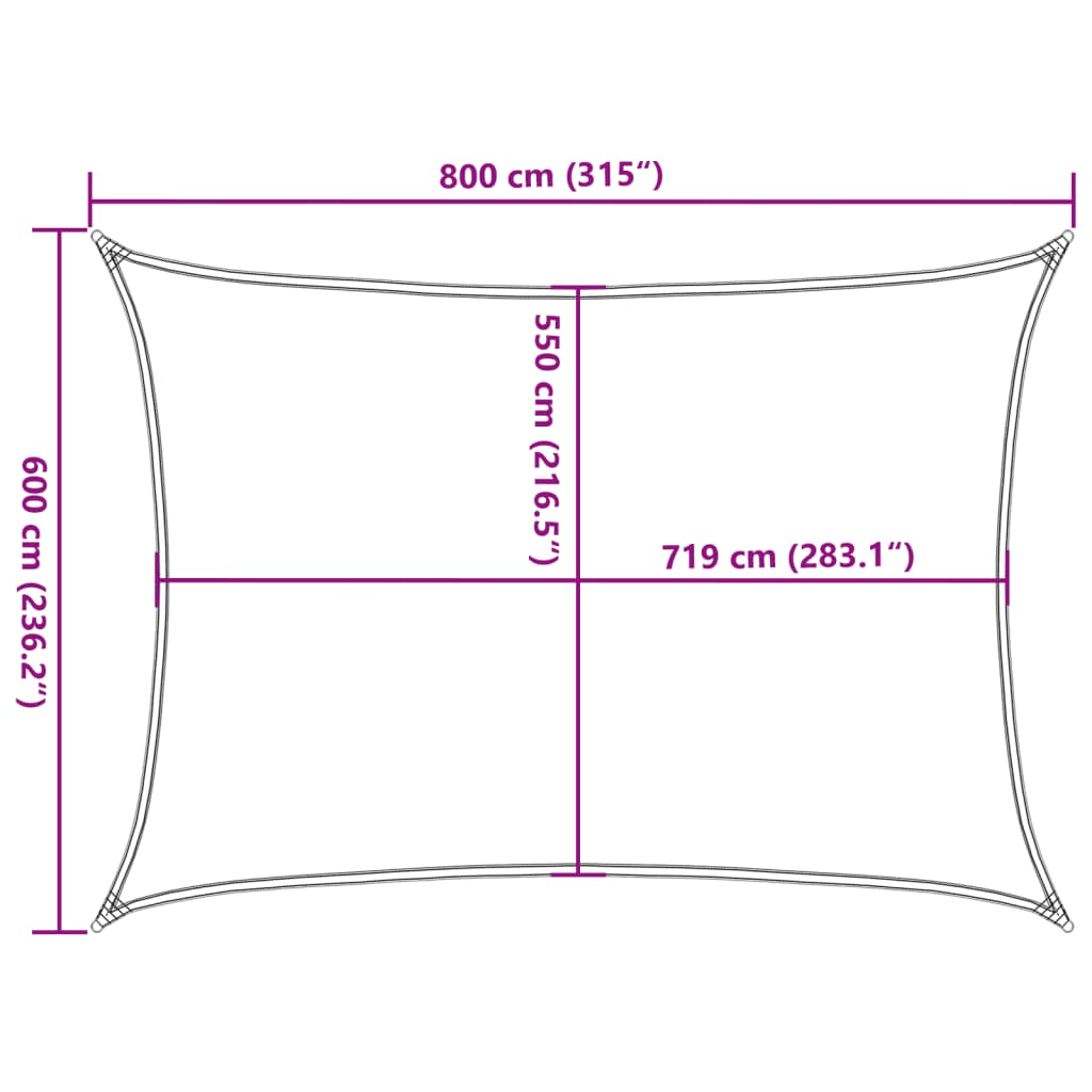 Pânză parasolar, alb, 6x8 m, HDPE, 160 g/m²