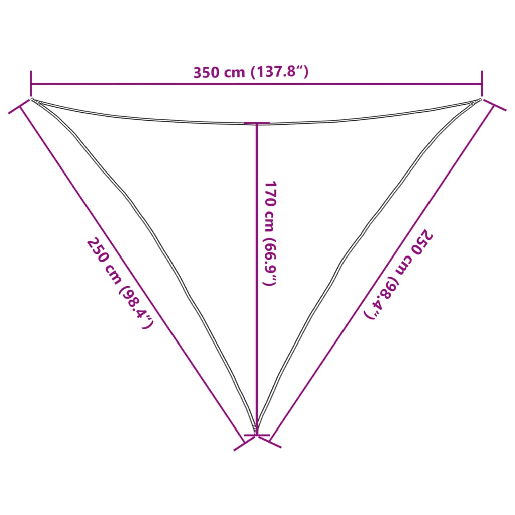 Pânză parasolar, alb, 2,5 x 2,5 x 3,5 m, HDPE, 160 g/m²