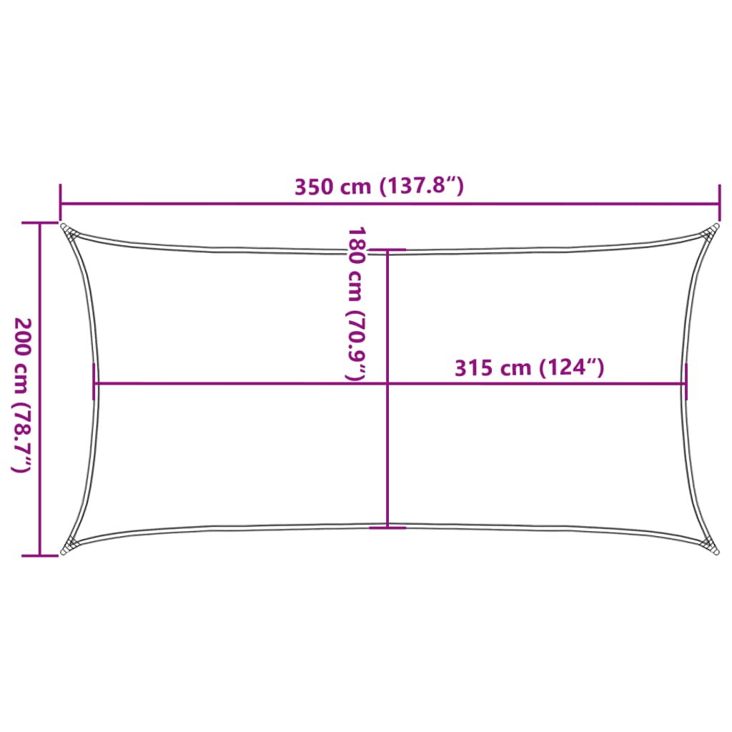 Pânză parasolar verde dreptunghiular 2x3,5 m HDPE 160 g/m²