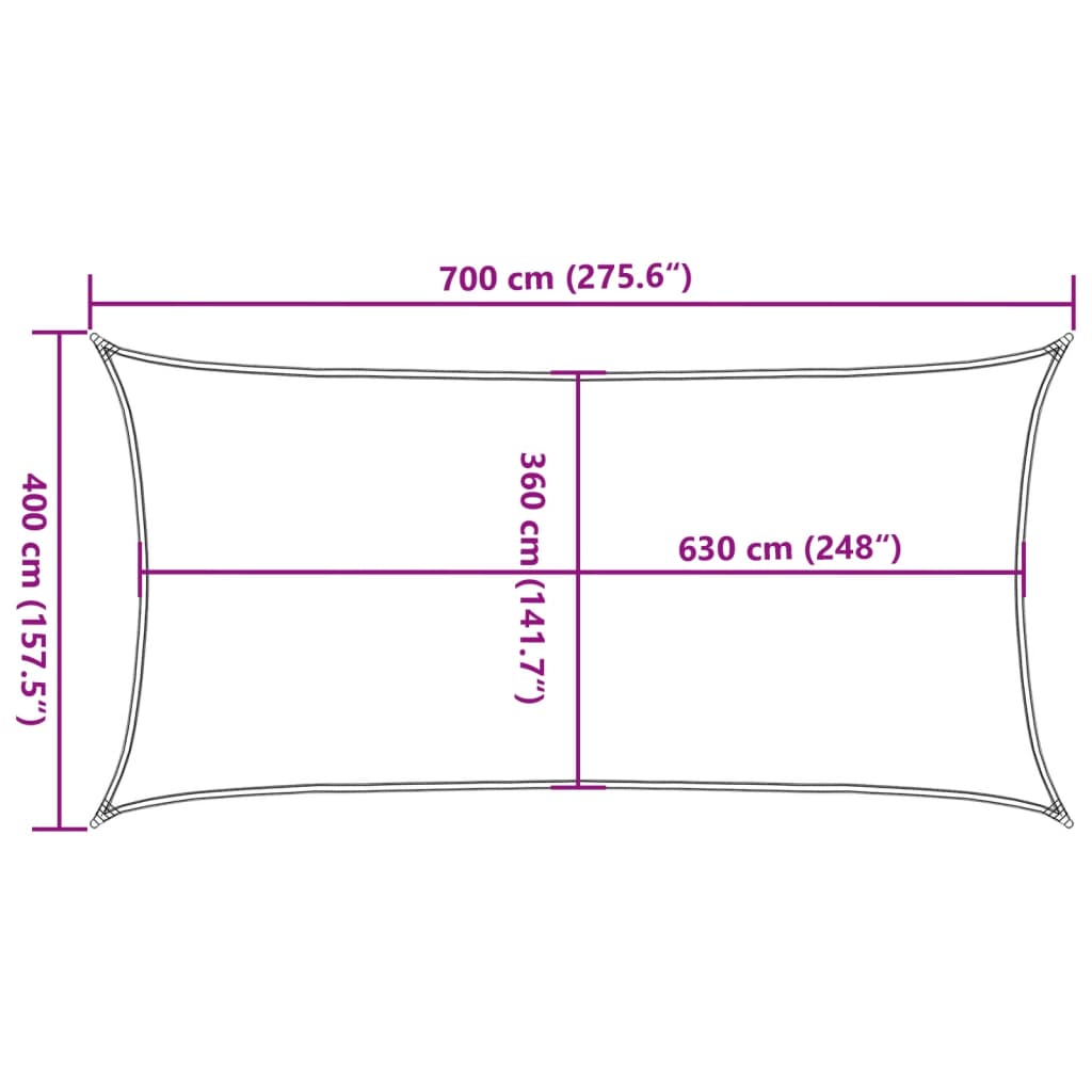 Pânză parasolar, verde închis, 4x7 m, HDPE, 160 g/m²