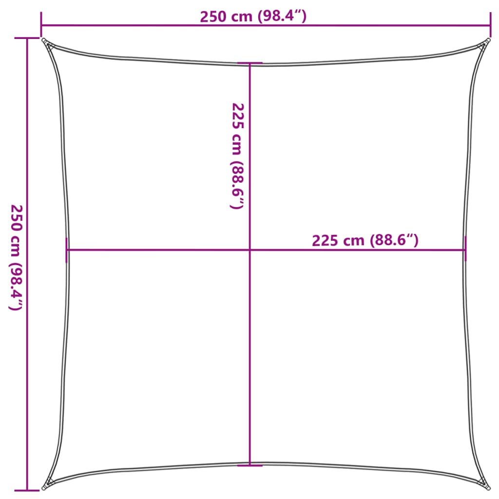 Parasolar, albastru, 2,5x2,5 m, HDPE, 160 g/m²