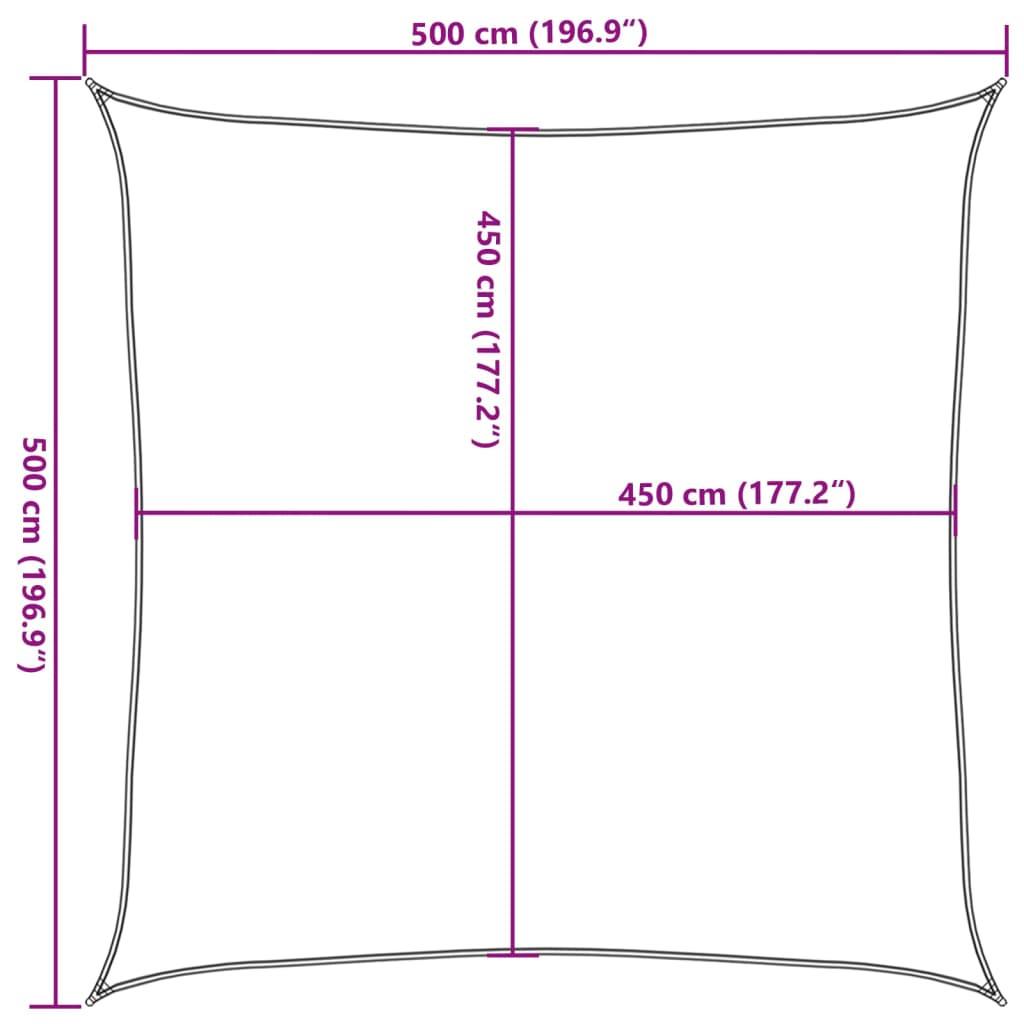 Pânză parasolar, galben, pătrat, 5x5, m HDPE, 160 g/m²