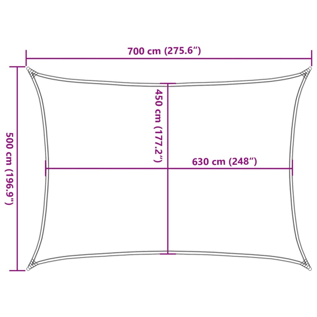 Pânză parasolar, portocaliu dreptunghiular 5x7 m HDPE 160 g/m²