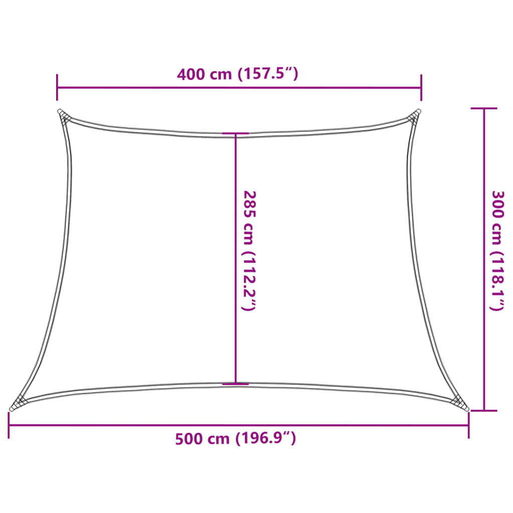 Pânză parasolar, maro, 4/5x3 m, HDPE, 160 g/m²