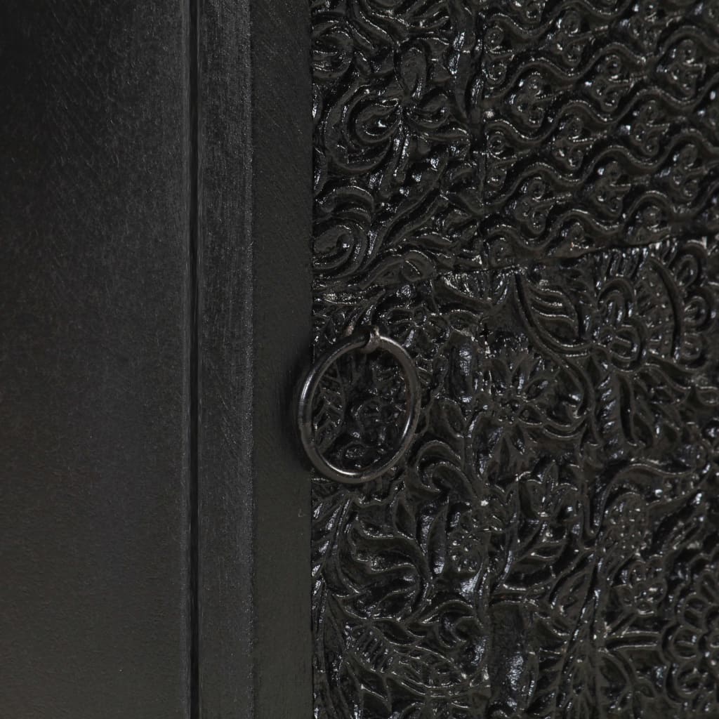 Noptieră, negru, 40x30x50 cm, lemn masiv de acacia