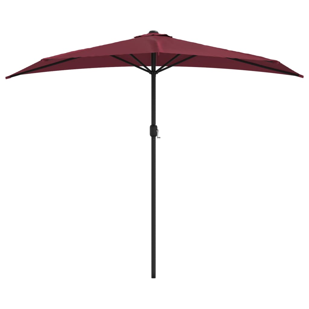 Umbrelă de balcon tijă aluminiu bordo 270x144x222 cm semirotund