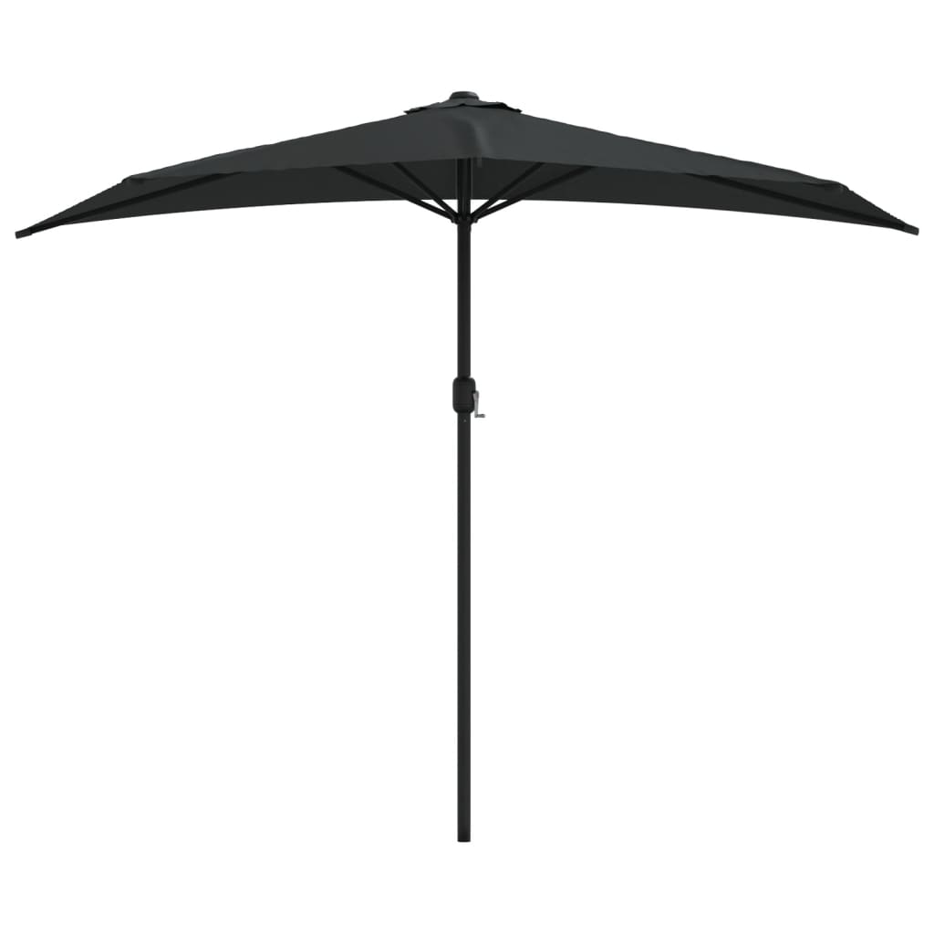 Umbrelă de balcon tijă aluminiu negru 270x144x222cm semicerc