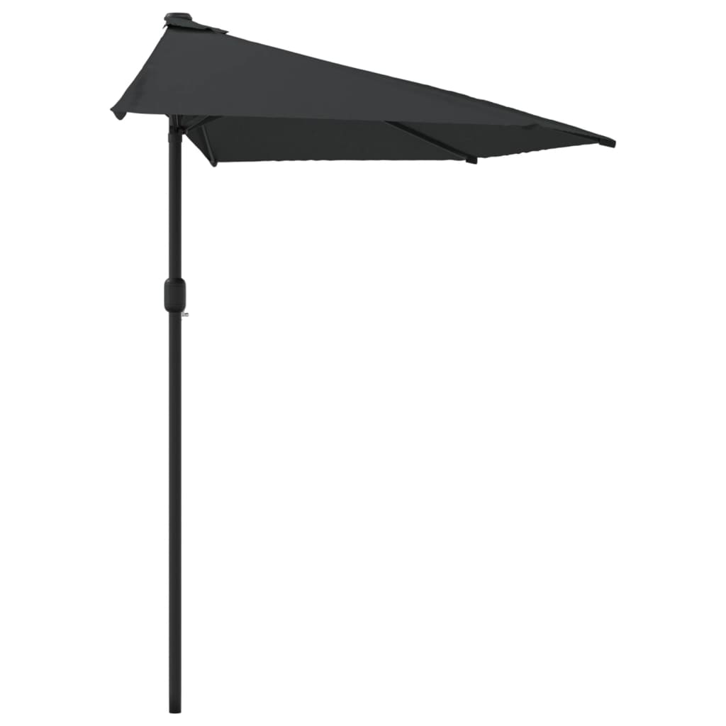 Umbrelă de balcon tijă aluminiu negru 270x144x222cm semicerc