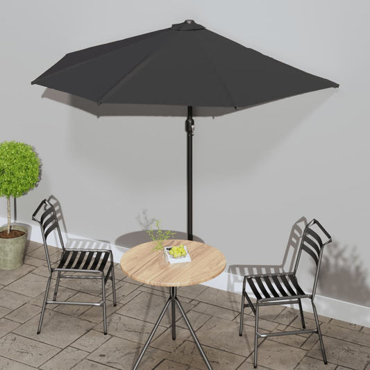 Umbrelă de balcon tijă aluminiu negru 270x144x222cm semicerc