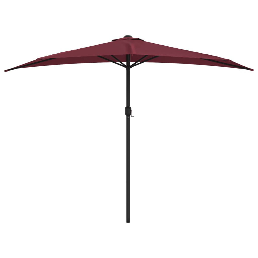 Umbrelă de balcon, tijă aluminiu bordo 300x155x223cm semirotund