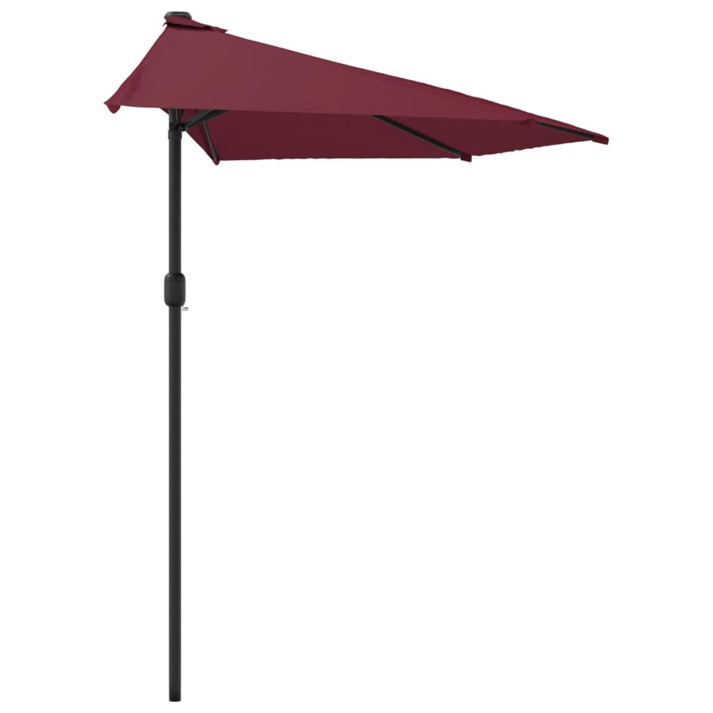 Umbrelă de balcon, tijă aluminiu bordo 300x155x223cm semirotund