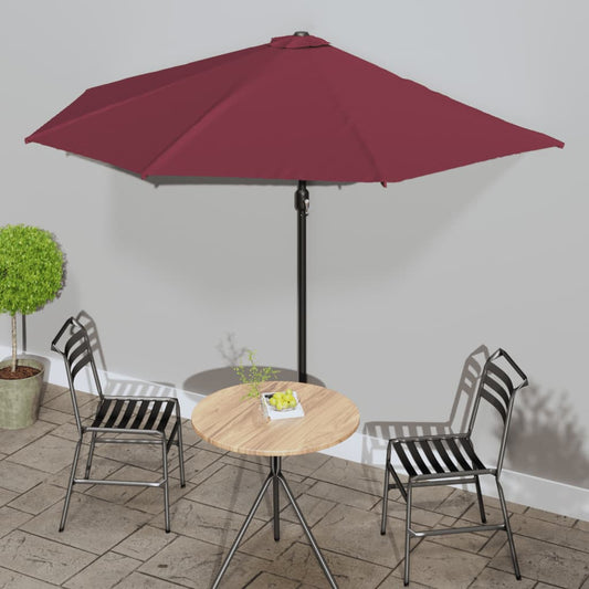 Umbrelă de balcon, tijă aluminiu bordo 300x155x223cm semirotund