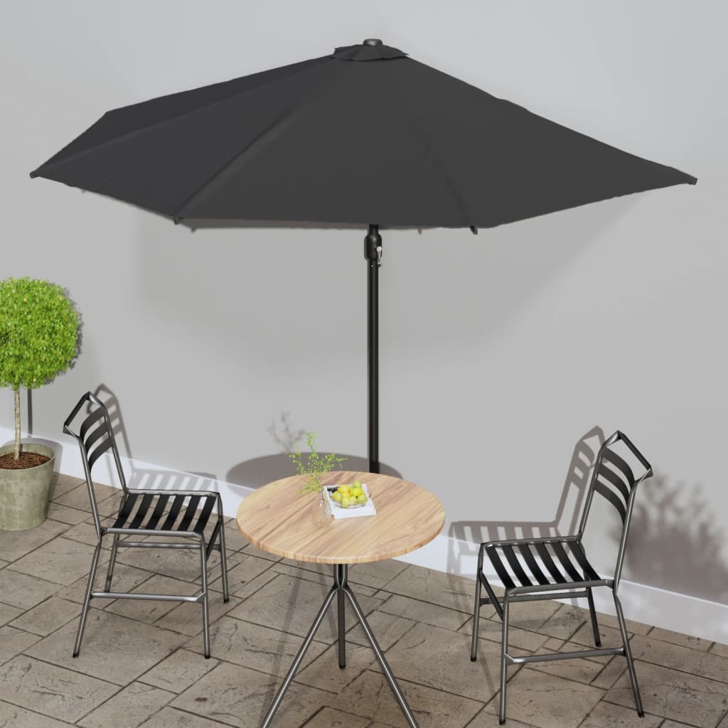 Umbrelă de balcon tijă aluminiu negru 300x155x223cm semirotund