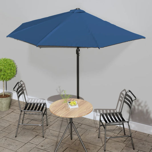 Umbrelă balcon, tijă aluminiu albastru 300x155x223cm semirotund