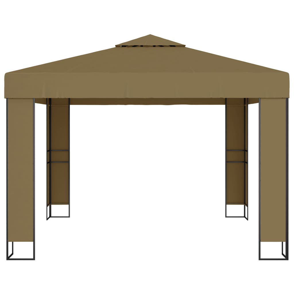 Pavilion cu acoperiș dublu, gri taupe, 3 x 3 x 2,7 m, 180 g/m²