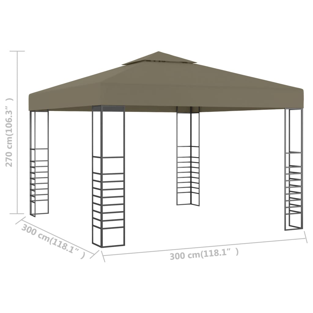 Pavilion de grădină, gri taupe, 3 x 3 m, 180 g/m²