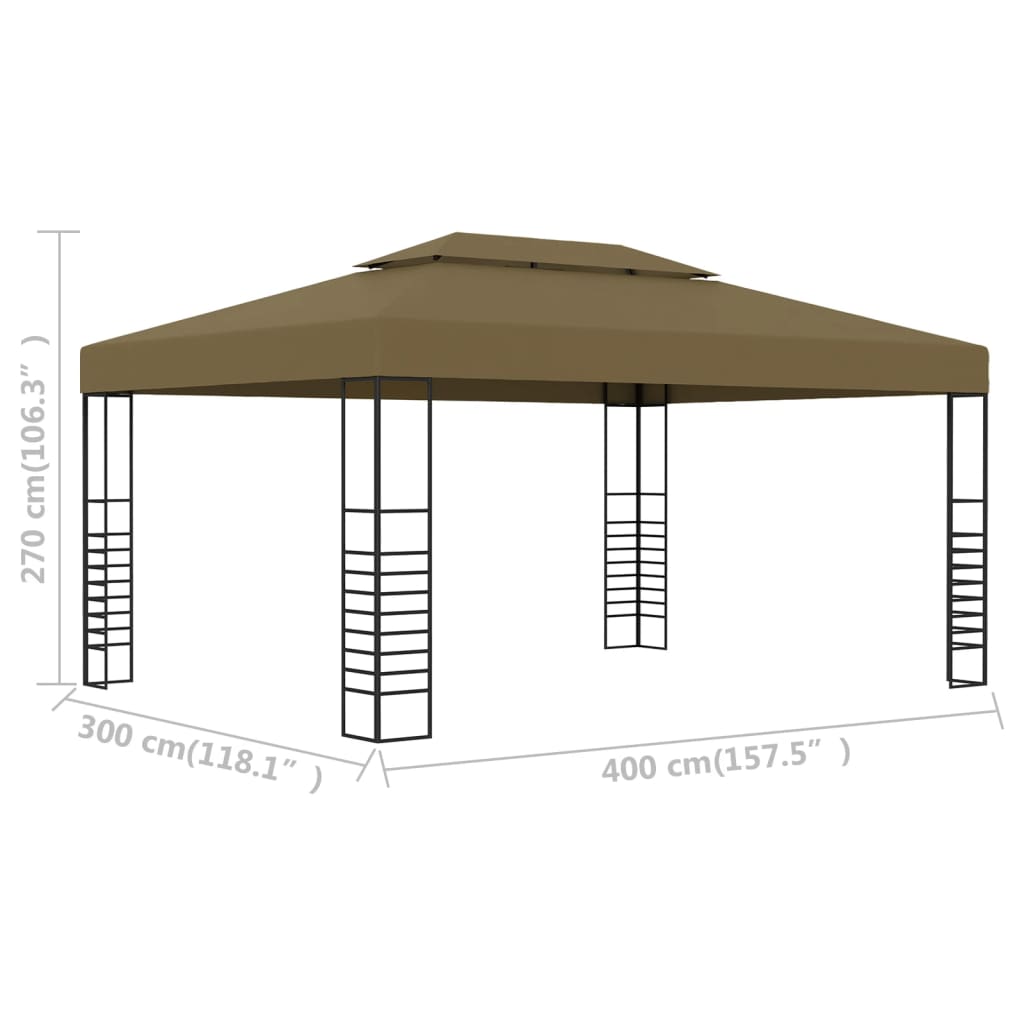 Pavilion de grădină, gri taupe, 3 x 4 m, 180 g/m²