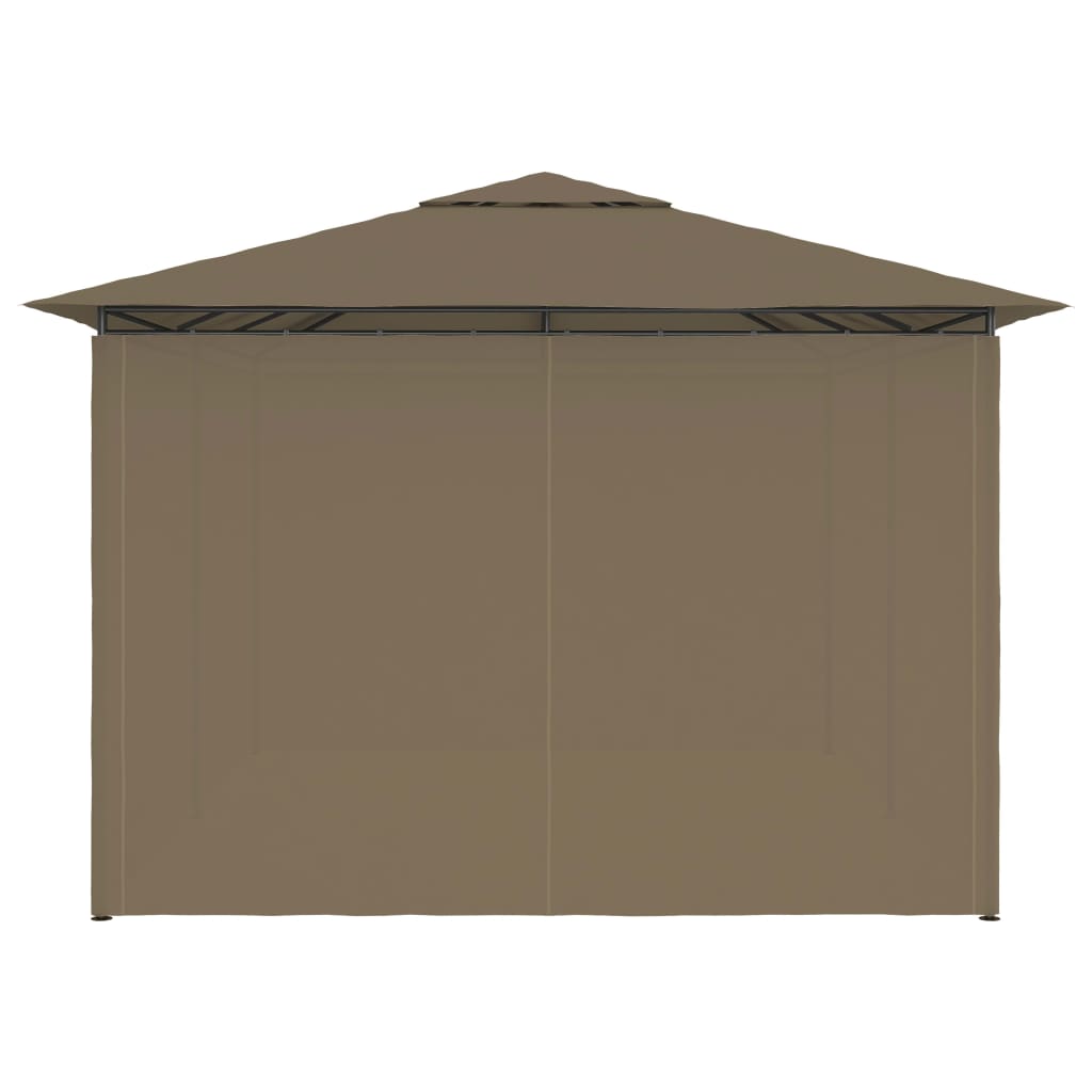 Pavilion de grădină cu perdele, gri taupe, 4 x 3 m, 180 g/m²