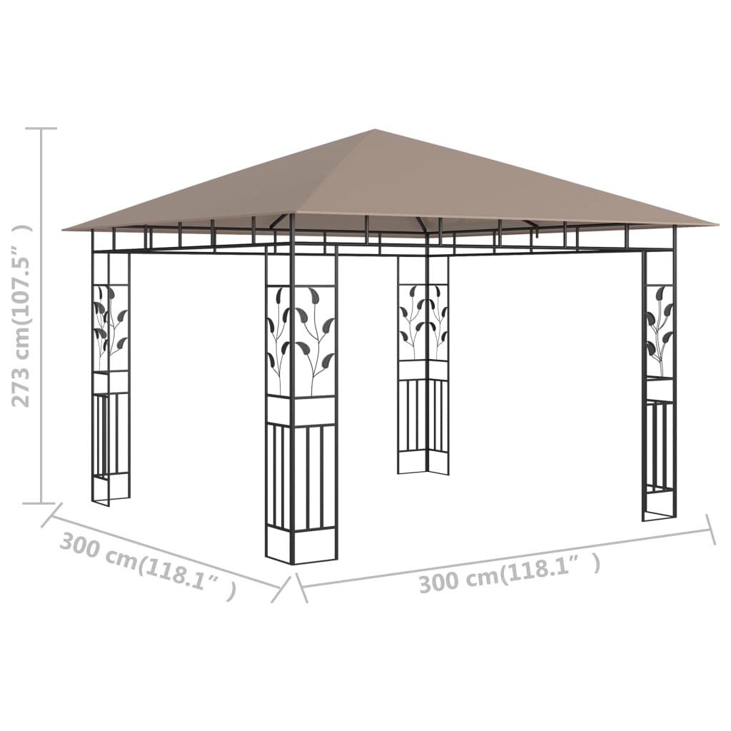 Pavilion cu plasă anti-țânțari, gri taupe, 3x3x2,73 m, 180 g/m²