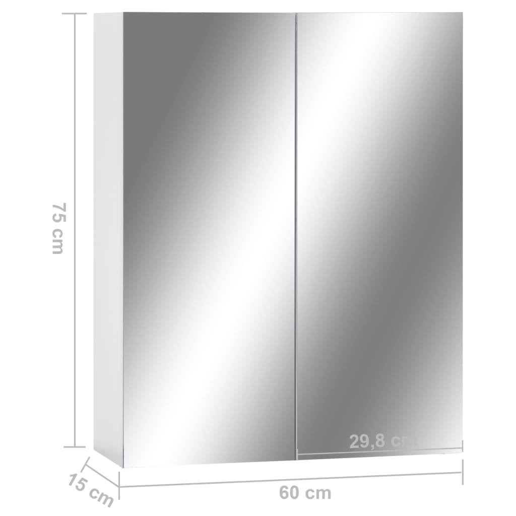 Dulap de baie cu oglindă, alb, 60x15x75 cm, MDF