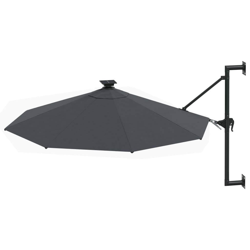 Umbrelă soare montaj pe perete LED stâlp metal antracit 300 cm