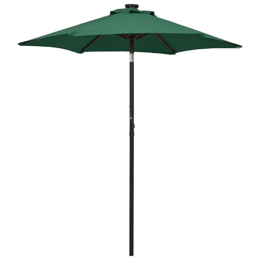 Umbrelă de soare cu lumini LED, verde, 200x211 cm, aluminiu