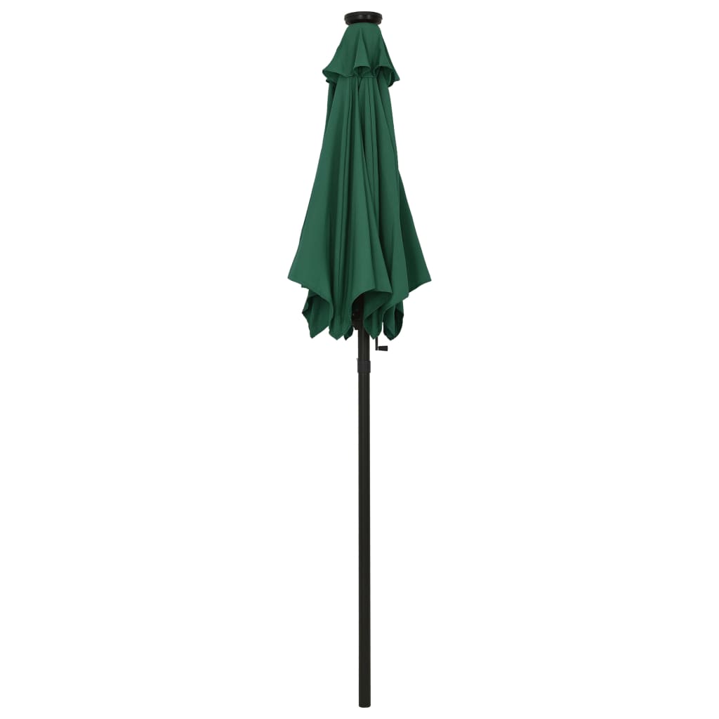 Umbrelă de soare cu lumini LED, verde, 200x211 cm, aluminiu