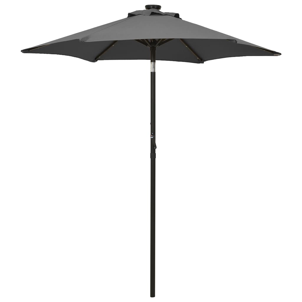 Umbrelă de soare cu lumini LED, antracit, 200x211 cm, aluminiu