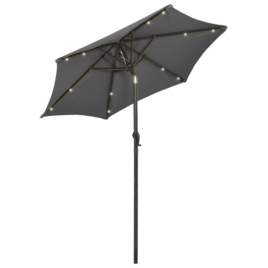 Umbrelă de soare cu lumini LED, antracit, 200x211 cm, aluminiu