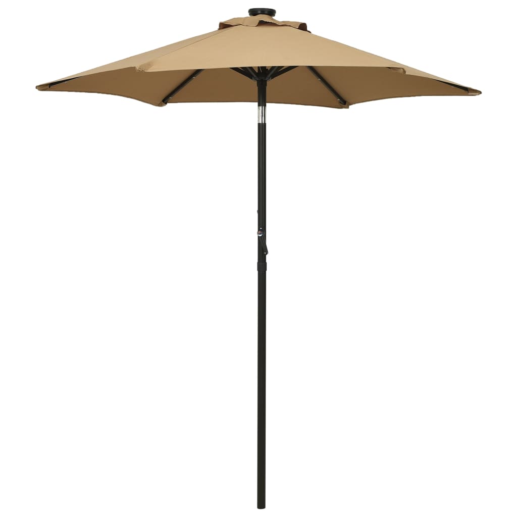 Umbrelă de soare cu lumini LED, taupe, 200x211 cm, aluminiu