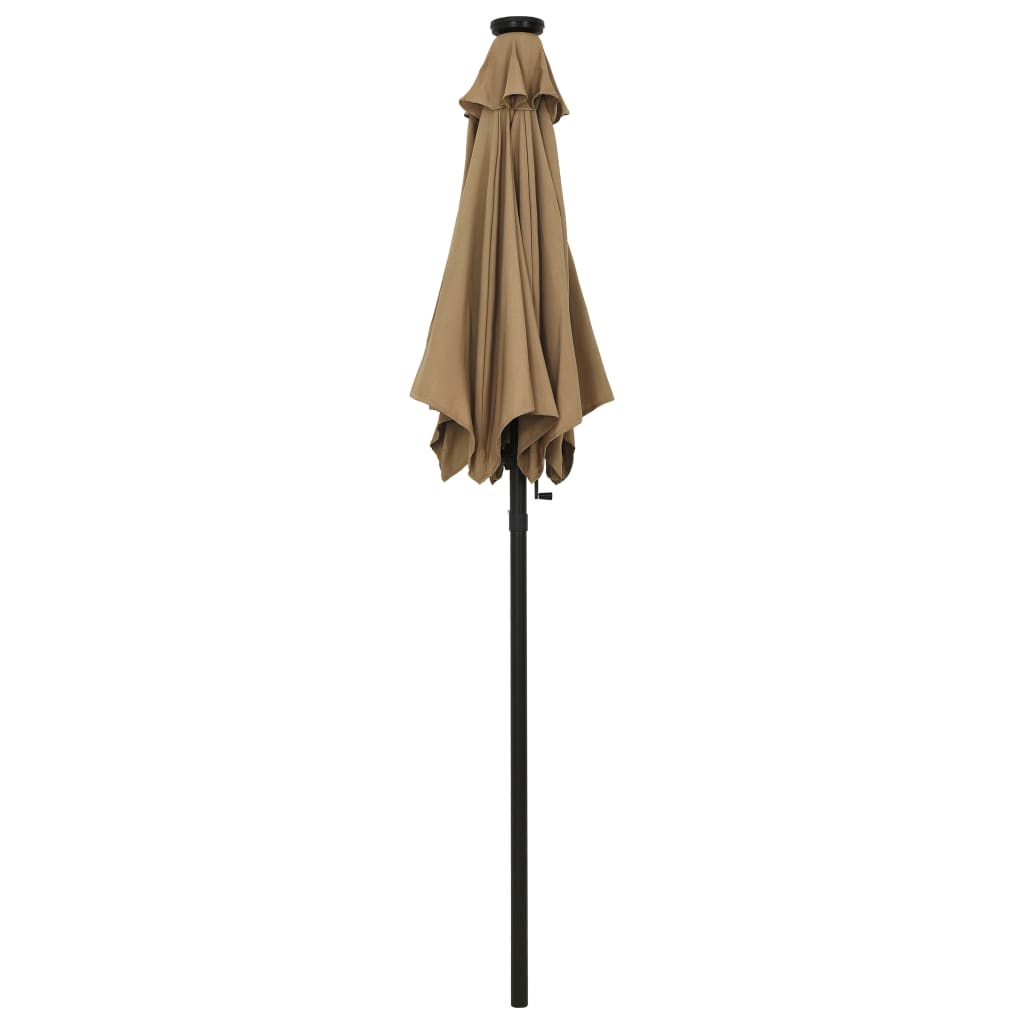 Umbrelă de soare cu lumini LED, taupe, 200x211 cm, aluminiu