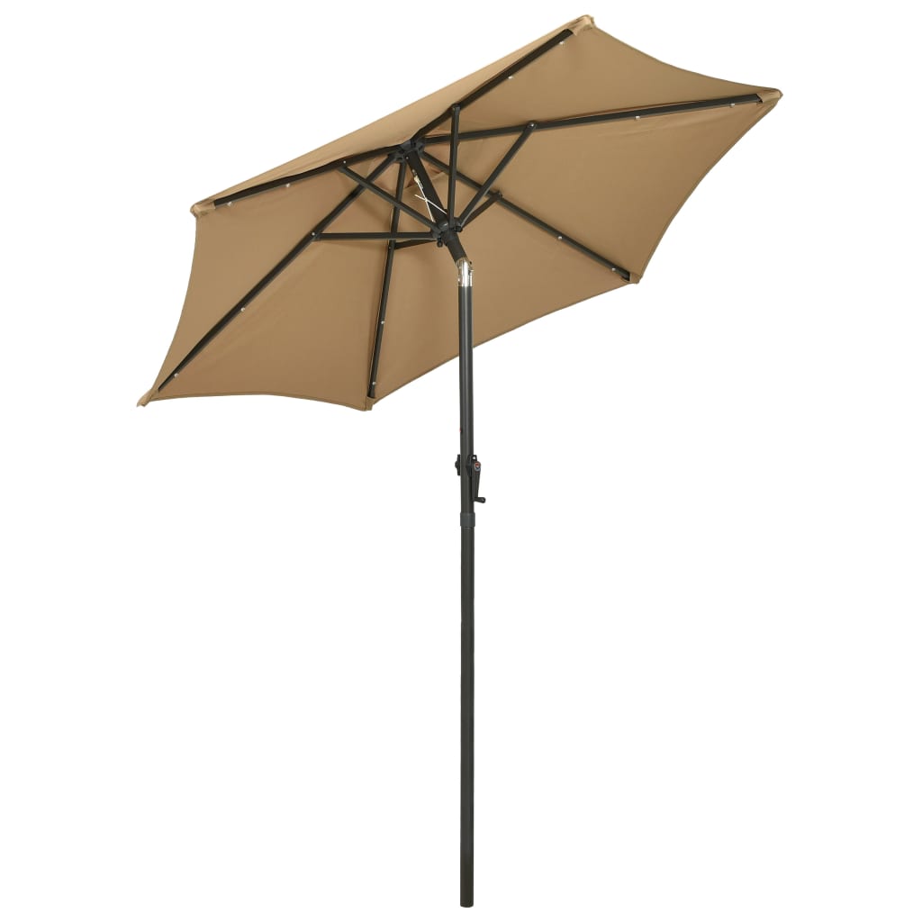 Umbrelă de soare cu lumini LED, taupe, 200x211 cm, aluminiu