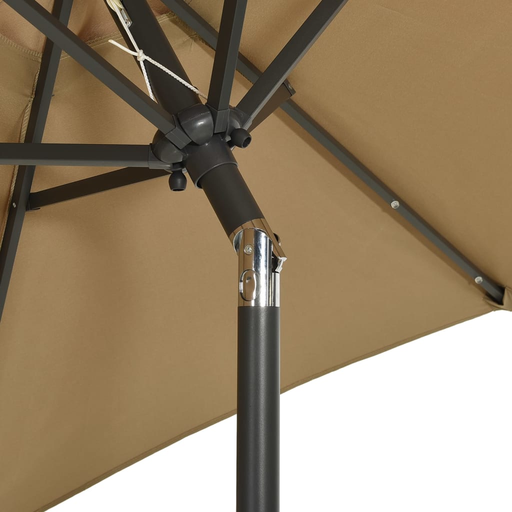 Umbrelă de soare cu lumini LED, taupe, 200x211 cm, aluminiu