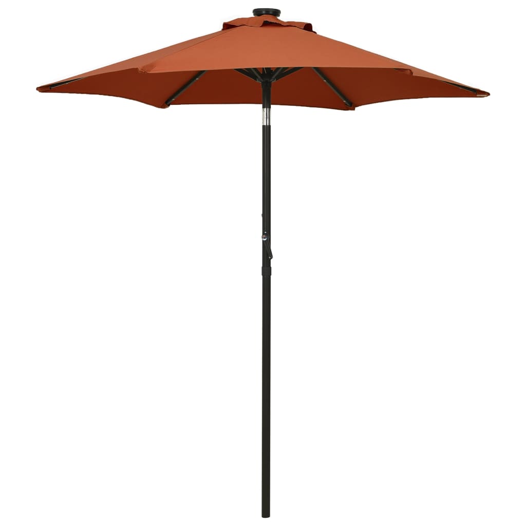 Umbrelă de soare cu lumini LED, cărămiziu, 200x211 cm, aluminiu