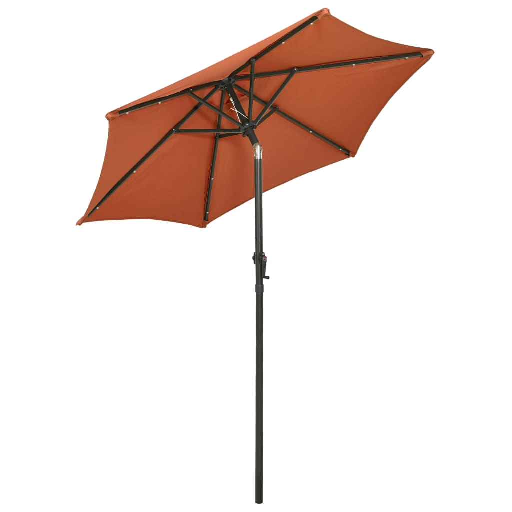 Umbrelă de soare cu lumini LED, cărămiziu, 200x211 cm, aluminiu