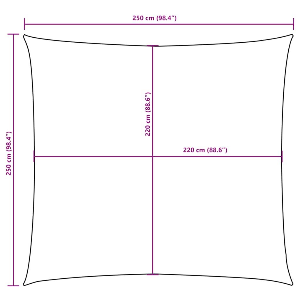 Pânză parasolar, antracit, 2,5x2,5 m, țesătură oxford, pătrat