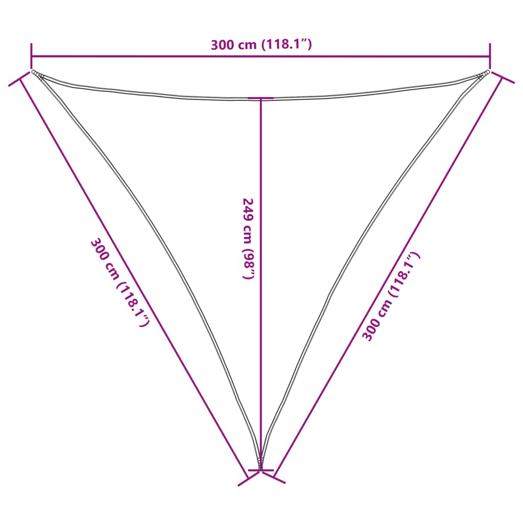 Parasolar, bej, 3x3x3 m, țesătură oxford, triunghiular