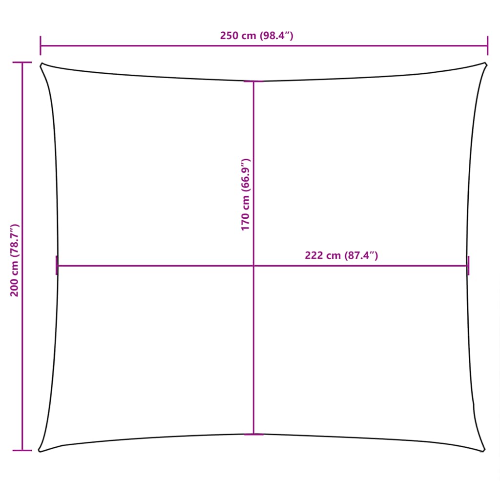 Pânză parasolar, crem, 2x2,5 m, țesătură oxford, dreptunghiular