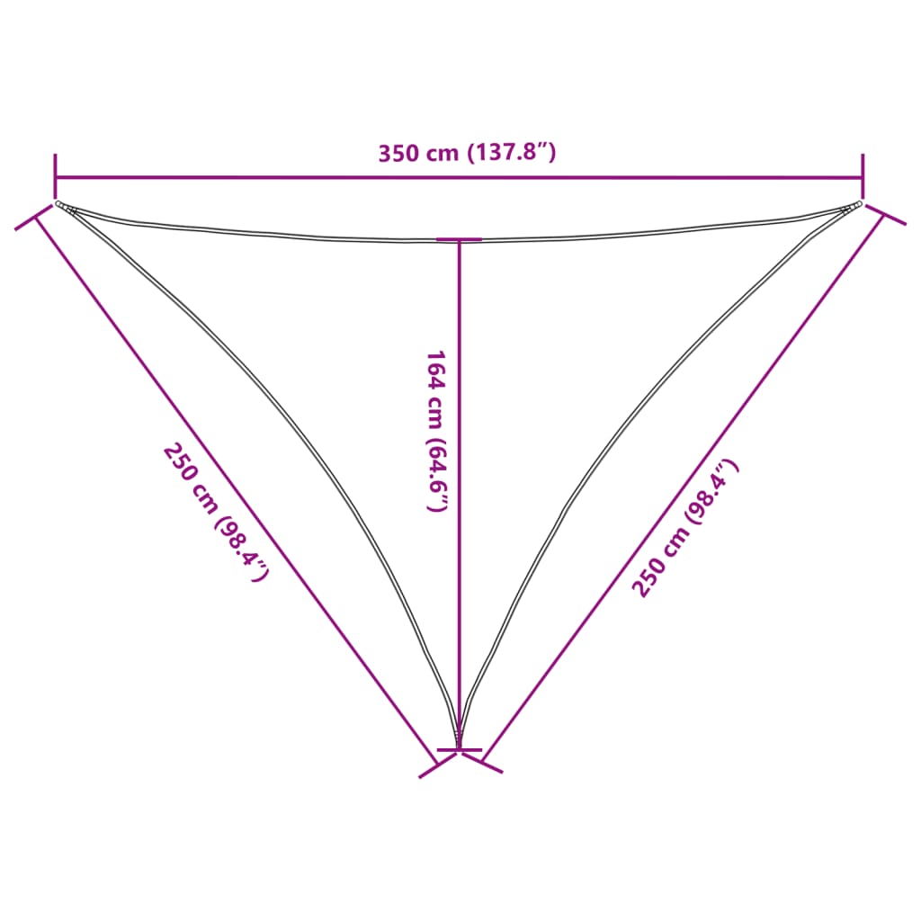 Pânză parasolar alb 2,5x2,5x3,5 m țesătură oxford triunghiular