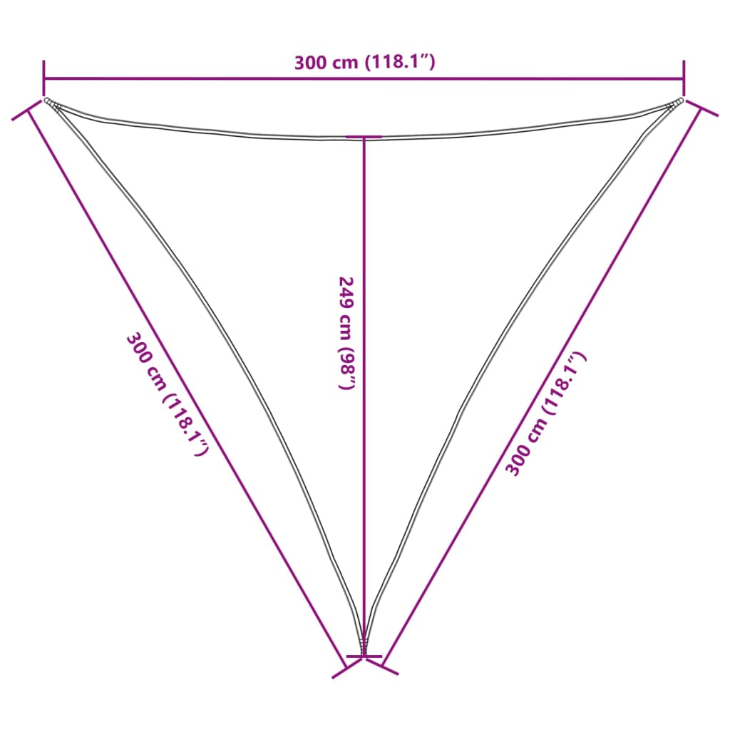 Parasolar, alb, 3x3x3 m, țesătură oxford, triunghiular