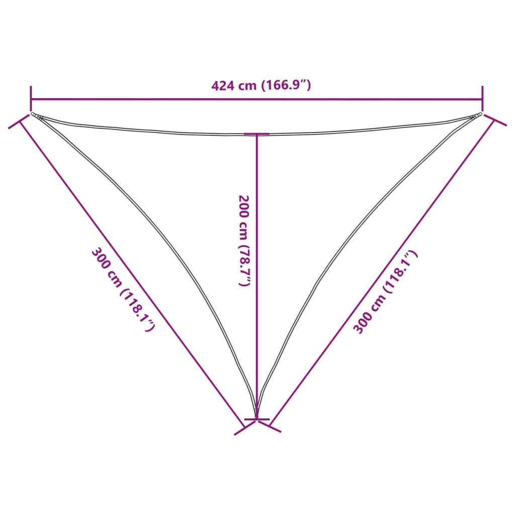 Parasolar, alb, 3x3x4,24 m, țesătură oxford, triunghiular